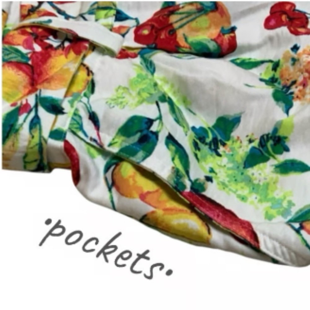 White Floral Fruit Print Shorts - Picture 4 of 16